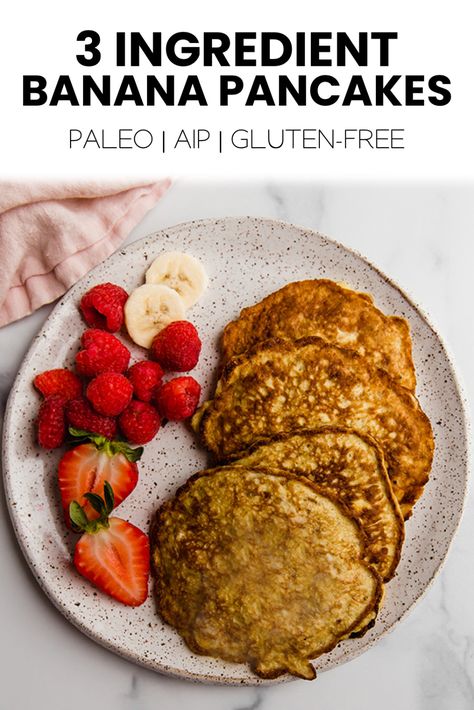 Banana Pancakes Gluten Free, 3 Ingredient Banana Pancakes, Aip Paleo Breakfast, Paleo Banana Pancakes, Gluten Free Banana Pancakes, Aip Baking, 3 Ingredient Pancakes, Pancakes Gluten Free, Unbound Wellness