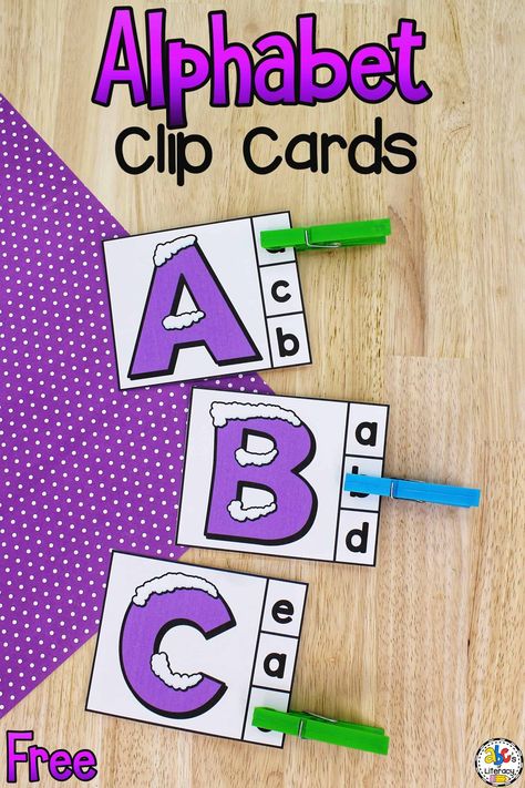 Kindergarten Craft Ideas, Letter Identification Activities, Winter Literacy Activities, Toddler Alphabet, Winter Alphabet, Alphabet Clip Cards, Alphabet Letter Matching, Coloring Pages Alphabet, Alphabet Flash Cards Printable