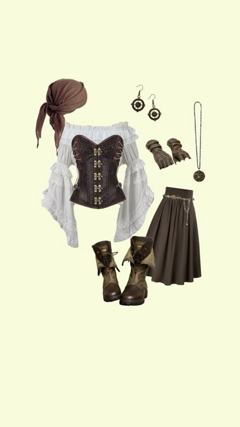 outfit inspo! ~ ⚔️ 🏴‍☠️ #pirate #pirateaesthetic #piratestyle #steampunk #steampunkstyle #steampunkaesthetic #style #fyp #inspo #inspiration #outfitinspo #styleinspo #fashion #fashioninspo #outfit Pirate Princess Aesthetic, Colure Pallet, Pirate Outfit Ideas, Halloween Pirate Costume, Descendants Clothes, Pirate Core, Purim Ideas, Medieval Outfit, Caribbean Outfits