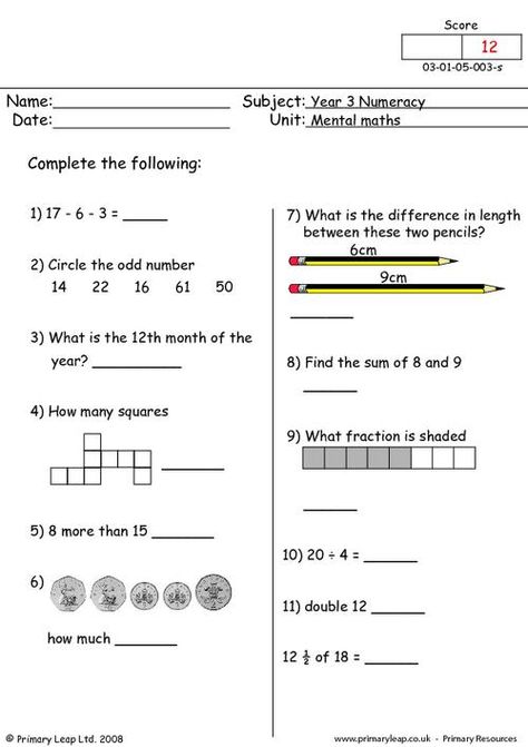 Math Worksheet Kindergarten, Year 3 Maths Worksheets, Year 3 Maths, Ks1 Maths, Mental Maths Worksheets, Mental Maths, Free Worksheets For Kids, Worksheet Kindergarten, Math Practice Worksheets