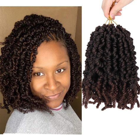 Spring Twist Braids, Short Curly Crochet Hair, Crochet Braid Hair, Twist Braiding Hair, Hair Short Curly, Curly Ombre, Spring Twist Hair, Spring Crochet, Curly Braids