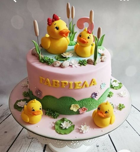 Ducky Cake Ideas, Duck Theme Birthday Cake, Duck Themed 1st Birthday Cake, Rubber Duck Cake Birthday, Duck Theme 2nd Birthday Party Girl, Duck Cakes Birthday, Duck Themed 2nd Birthday Party, Birthday Cake Duck, Birthday Duck Theme