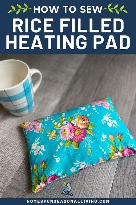 Soothe your aches and pains with a homemade rice filled heating pad. Get the full, easy instructions on my blog. Rice Heating Bags, Diy Heat Pack, Homemade Heating Pad, Rice Warmer, Diy Heating Pad, Rice Heating Pad, Rice Heating Pads, Rice Pack, Warm Compress