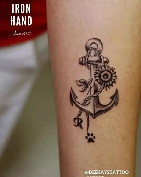 Navy Wife Tattoo, Anchor Flower Tattoo, Feminine Anchor Tattoo, Wife Tattoo, Anchor Tattoo Design, Turtle Tattoo Designs, Tattoo Designs Hand, Dragonfly Tattoo Design, Cross Tattoos For Women