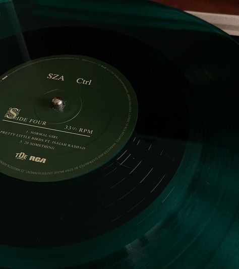 #vinyl #sza #ctrl Evergreen Color Aesthetic, Dark Green Winter Aesthetic, Dark Olive Green Wallpaper, Sza Ctrl Vinyl, Soft Slytherin Aesthetic, Dark Green Study, Ctrl Vinyl, Evergreen Aesthetic, Green Vinyl Record