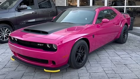 The World's Only Factory-Built Dodge Demon 170 In Panther Pink Cost An Extra $30,000 | Carscoops Dodge Demon 170, Demon 170, Srt Demon, Dodge Demon, Challenger Hellcat, Red Wedding Theme, Challenger Srt Hellcat, Dodge Challenger Srt Hellcat, Hellcat Challenger