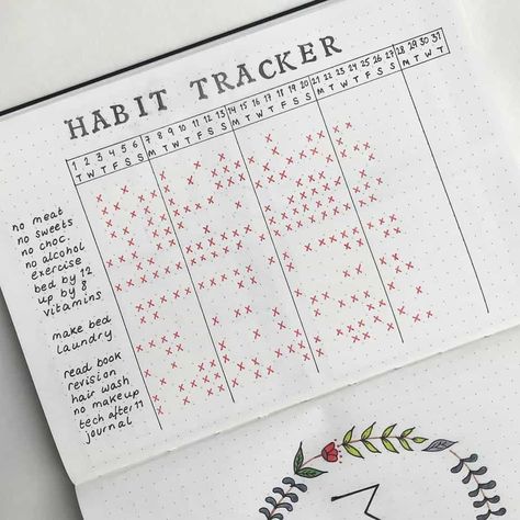 Bullet Journal Habits, Bullet Journal Meal Plan, Bullet Journal Entries, Bullet Journal Habit Tracker, Journal D'inspiration, Daily Bullet Journal, Minimalist Bullet Journal, Bullet Journal Page, Bullet Journal 2019