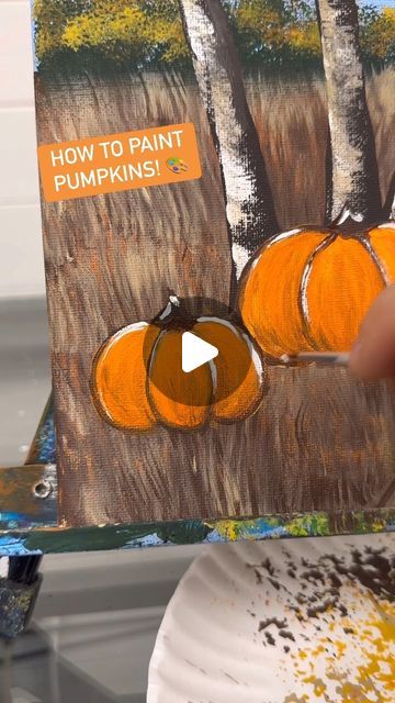 Emily Seilhamer on Instagram: "[clip] Painting pumpkins! 🎨🍂 #easypainting #howto #pumpkins #pumpkinpatch #beginnerfriendly" Pumpkin Patch Painting On Canvas, Fall Acrylic Painting Ideas, Painting Pumpkins, Forest Painting, Autumn Painting, Painted Pumpkins, Easy Paintings, Art Paint, Pumpkin Patch