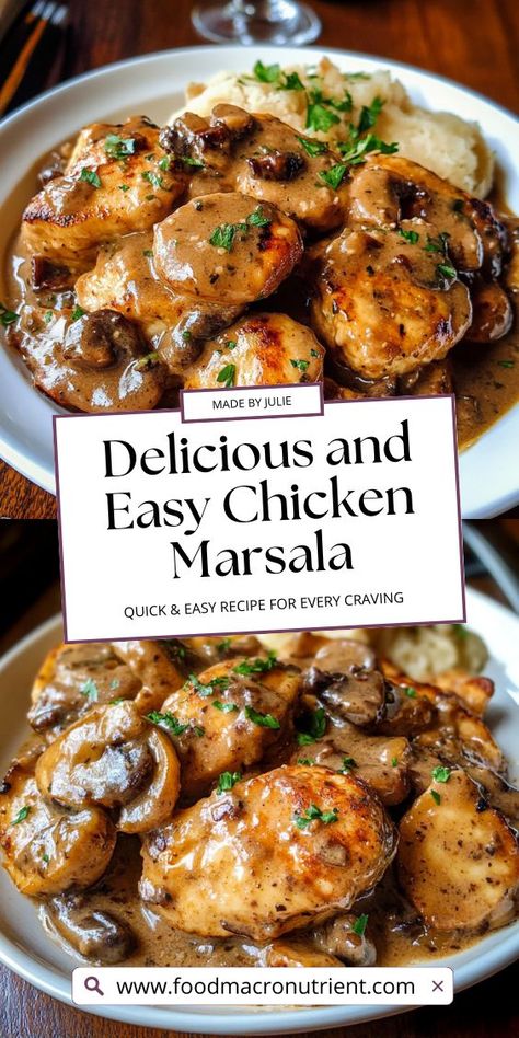 Indulge in this elegant yet easy-to-make Chicken Marsala, where the delicate flavor of Marsala wine enhances the tender chicken and earthy mushrooms for a truly irresistible dish. Recipes With Marsala Wine, Dutch Oven Chicken Marsala, Baked Chicken Marsala Oven, Chicken Thigh Marsala, Chicken Marsala Crockpot, Chicken Modiga Recipe, Recipe For Chicken Marsala, Healthy Chicken Marsala, Chicken Bellagio