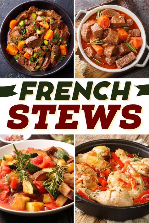 French Stews French Country Vegetable Stew, French Country Vegetable Soup, French Soups And Stews, Foreign Dinner Ideas, French Soups Traditional, French Stew Recipes, French Chicken Stew, French Desserts Recipes, French Stew