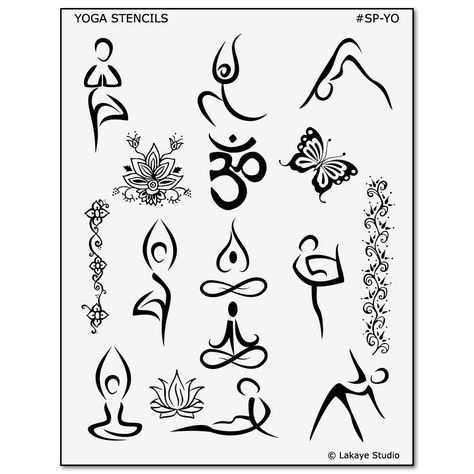 Yoga Symbol and Pose Tattoo Designs Pose Tattoo, Small Symbols, Yoga Symbol, Yoga Kunst, Yoga Drawing, Yoga Tattoos, Arte Yoga, Yoga Symbols, Petit Tattoo