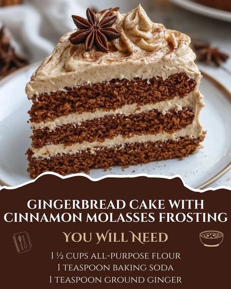 Flavorful Recipes | Gingerbread Cake with Cinnamon Molasses Frosting 🍰🍯 | Facebook Gingerbread Frosting Recipe Easy, Ginger Bread Cake With Cinnamon Molasses Frosting, Gingerbread Cake With Cinnamon Molasses, Gingerbread Cake With Cinnamon Frosting, Gingerbread Cake With Cinnamon Molasses Frosting, Molasses Cake Recipe, Gingerbread Cake With Molasses Frosting, Molasses Frosting, Bliss Bars Recipe