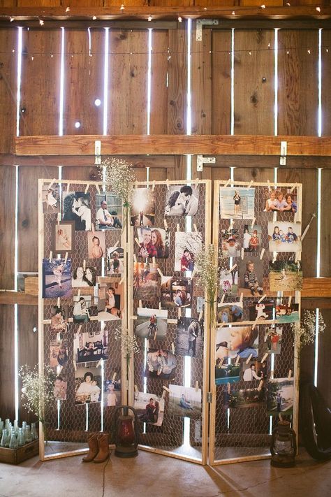 familiy photos display ideas for your wedding day Diy Photo Display, Wedding Photo Display, Rustic Wedding Decorations, Deco Champetre, Interior Vintage, Decoration Photo, בר מצווה, Wedding Forward, Rustic Wedding Decor