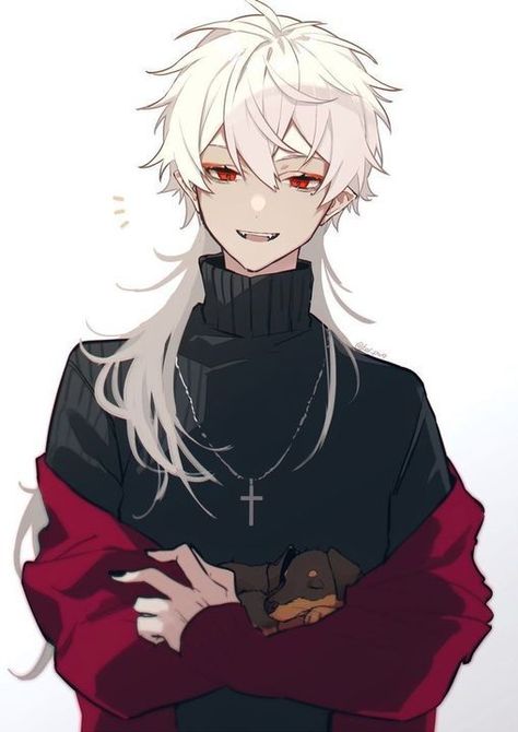 White Hair And Red Eyes, Long White Hair, Vampire Boy, Anime Show, Guy Drawing, Dessin Adorable, 영감을 주는 캐릭터, Anime Drawings Boy, Red Eyes