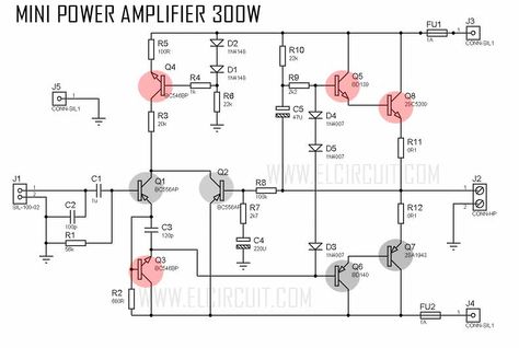 Mini strong power amplifier Amplifier Circuit Diagram, Diagram Ideas, Amplificatori Audio, Stereo Amp, Mini Amplifier, Hifi Amplifier, Audio Crossover, Subwoofer Box Design, Diy Amplifier