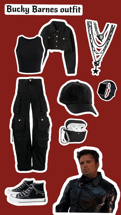 Bucky Outfit Ideas, Bucky Barnes Aesthetic Outfits, Winter Soldier Disneybound, Marvel Disney Bounding, Winter Soldier Inspired Outfits, Marvel Character Outfits, Bucky Inspired Outfits, Marvel Aesthetic Outfit, Marvel Clothes Aesthetic