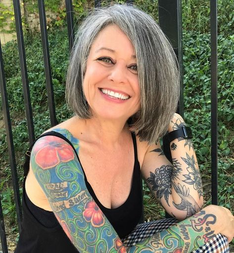 Lonni Living Life At 56 on Instagram: “I’m only one person but I can make a difference....and so can you. Be kinder, don’t judge others, stop the hate and just be a good human.…” Older Women With Tattoos, Old Women With Tattoos, Affordable Trendy Clothes, Nirvana Music, 1 Million Followers, Woman With Tattoos, Followers On Tiktok, Grey Hair Dye, Tattoo Minimal