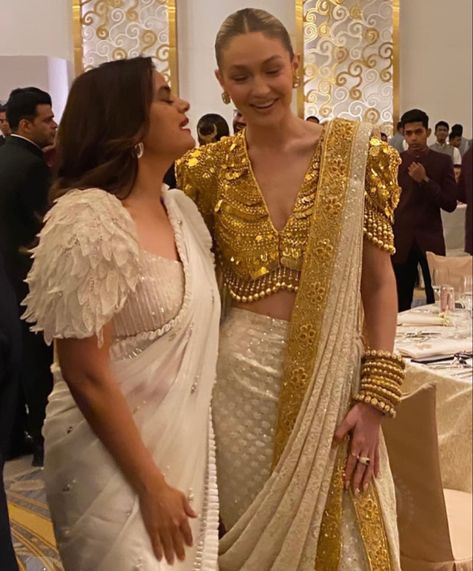 White Indian Suit, Outfit From Scratch, Gigi Hadid Fashion, Pearl Blouse, Heavy Saree, 50 Blouse Designs, Camp Fashion, Bengali Saree, Sari Blouses