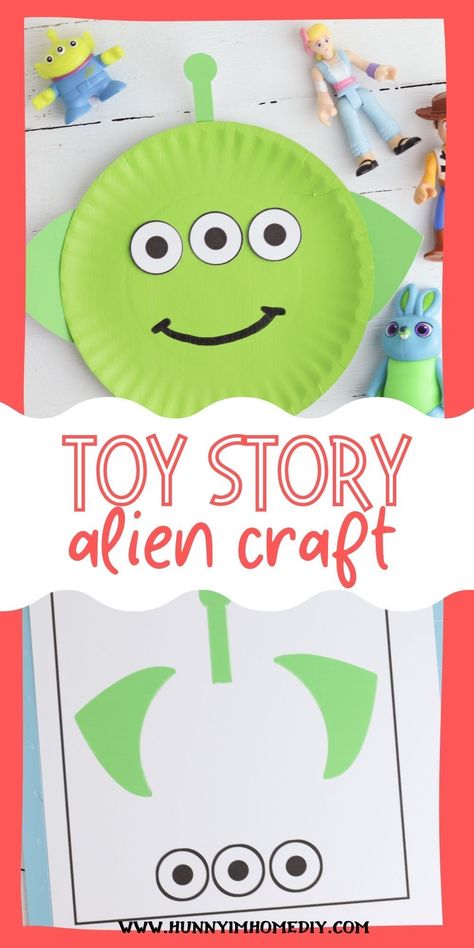 This adorable Toy Story alien craft is perfect for kids of any age to make. Whether you're looking for a party activity, art project to make at home, or activity for the classroom, you'll love this fun paper plate craft. Grab your printable template, then use your Cricut to print then cut the alien eyes, ears, and antennae. It's a simple alien craft to make with toddlers or in preschool! Alien Craft, Alien Eyes, Daycare Projects, Toy Story Aliens, Disney Crafts For Kids, Toy Story Crafts, Homecoming 2024, Story Crafts, Alien Crafts