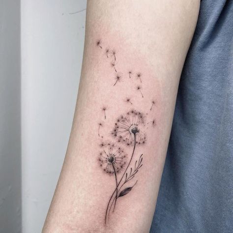 Dandelion With Names Tattoo, Bouquet Of Dandelions Tattoo, Dandelion Sister Tattoo, Dandelion Tattoo On Ankle, Fairy Dandelion Tattoo, Dandelion Heart Tattoo, Mother Daughter Dandelion Tattoo, Dandelion Fluff Tattoo, Dandelion Wrist Tattoos For Women