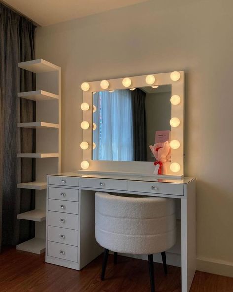 Thank you customer for purchasing 2 set of our combo set with trio lighting. Hope you’re happy with our product and service. Achieve your dream vanity today with VanityBeautysg and enjoy up to 15% off with just 50% deposit or with BNPL with Atome up to 6 months. Click the link in the bio not to miss this limited time offer and slot. Do take note during this period, our fabrication will take longer then usual due to my health issue. Only order if you’re comfortable with longer time period ... Vanity And Desk Combo Ideas, Vanity Pics, Small Room Vanity, Vanity Set Up, Dream Vanity, Bedroom Design Styles, Makeup Vanity Set, Small Room Design Bedroom, Luxury Room Bedroom