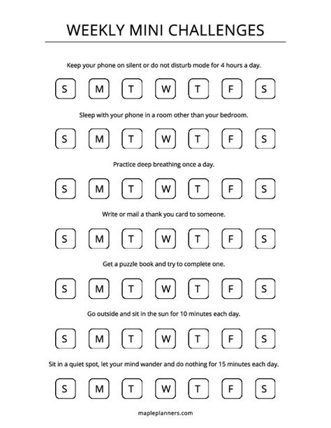 Weekly Mini Challenges Template One Week Challenge Ideas, Week Challenge Ideas, Challenges Template, 2025 Challenge, One Week Challenge, Food Schedule, 2025 Journal, Journal 2025, Challenge Template