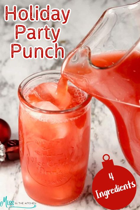 Try this Holiday Party Punch for your next holiday gathering. It's so festive and delicious and it's sure to be the hit of the party. Ho Ho Punch, Mickey Mouse Punch Recipes, 7up Punch Recipes, Alcohol Recipes For Parties Punch, Vintage Punch Recipe, Easy Non Alcoholic Christmas Punch, New Years Eve Punch Recipes, Easy Punch Recipes 3 Ingredients, Red Party Punch