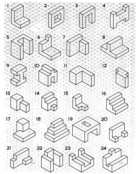 isometric - Google Search: Isometric Drawing Examples, Orthographic Projection Drawing, Isometric Sketch, Isometric Drawing Exercises, Isometric Shapes, Isometric Paper, Drawing Worksheet, Drawing Worksheets, Orthographic Projection