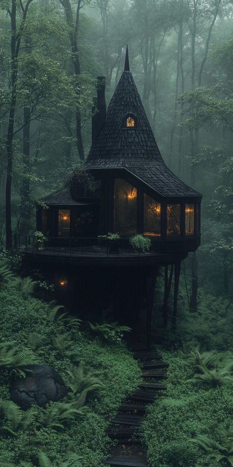 Forest Cottage Aesthetic, Camouflage House, Gothic Tiny House, Fantasy Cabin, House In Woods, Diy Backyard Decor, Bayou House, Fairytale Home, Witchy Cottage