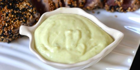 This wasabi aioli is a creamy and spicy sauce that adds a burst of flavor to any dish. It pairs perfectly with seared ahi tuna, sushi, sandwiches, or wherever you want that extra kick. Wasabi Aioli Recipe, Wasabi Cream Sauce, Ahi Tuna Sushi, Sushi Sandwiches, Wasabi Aioli, Rich Banana Bread, Wasabi Sauce, Seared Ahi Tuna, Air Fryer Shrimp