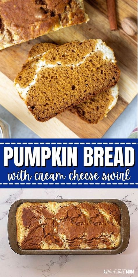 Bread With Cream Cheese Filling, Pumpkin Bread With Cream Cheese, Pumpkin Cream Cheese Bread, Best Pumpkin Bread Recipe, Bread With Cream Cheese, Bread Pumpkin, Pumpkin Filling, Cream Cheese Bread, Pumpkin Bread Easy