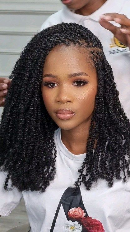 Afro Bulk Twist Hairstyles Kenya, Spring Twist Hairstyles Medium, Micro Nubian Twist, Long Twisted Braids, Mini Twist Braids, Wavy Crochet Hairstyles, Nubian Twist Hairstyles, Nubian Twists, Micro Braids Styles