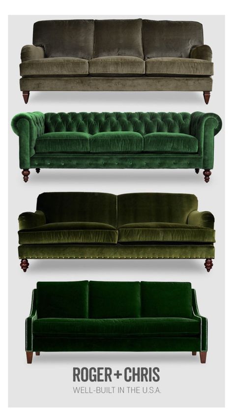 Velvet Sofa Living Room, Trendy Sofas, Small Sectional Sofa, Velvet Furniture, Green Couch, Green Velvet Sofa, Velvet Couch, Sofa Set Designs, Green Sofa