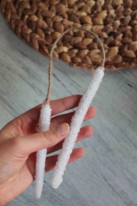 DIY Icicle Ornaments — Amanda Katherine Christmas Crafts To Sell Handmade Gifts, Diy Icicle Ornaments, Christmas Crafts To Sell, Icicle Ornaments, Christmas Ornaments Diy, Navidad Diy, Crystal Ornament, Primitive Christmas, Handmade Christmas Ornaments