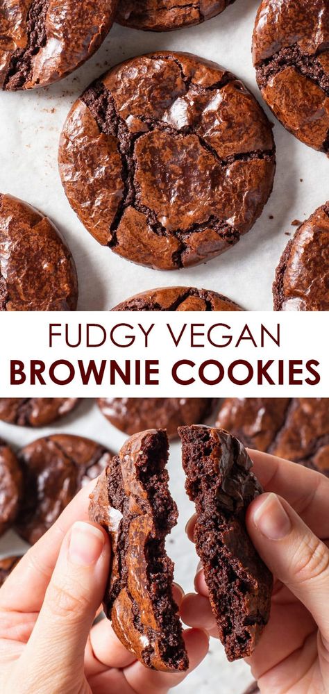 Vegan Brownie Cookies, Fudgy Vegan Brownies, Vegan Chocolate Brownies, Brownie Vegan, Dairy Free Baking, Smoothies Vegan, Chocolate Brownie Cookies, Vegan Baking Recipes, Easy Vegan Dessert