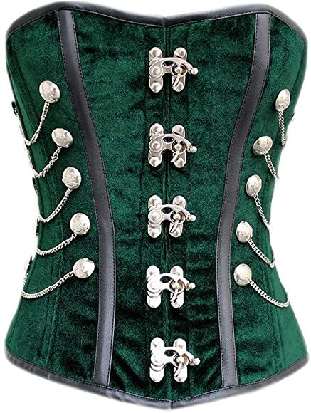 Authentic Corsets, Emerald Velvet, Steampunk Costumes, Gothic Costume, Green Velvet Fabric, Corset Costumes, Green Corset, Velvet Corset, Steampunk Corset