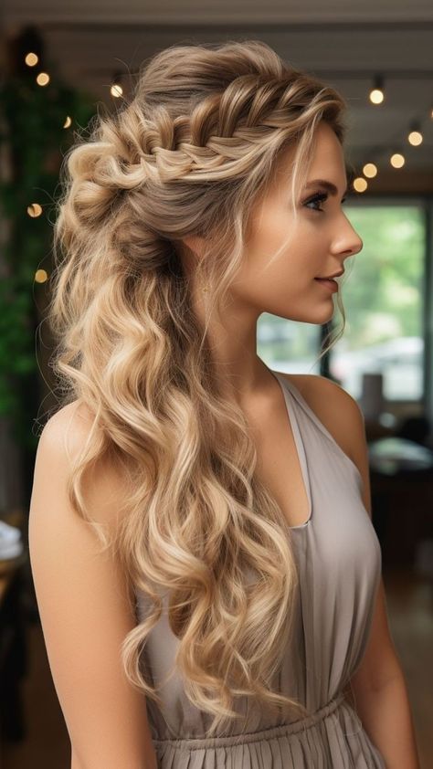 Long Hair Maid Of Honor Styles, Side Braid Hairstyles For Wedding, Side Braid Wedding, Fishtail Braid Styles, Fishtail Braid Hairstyles, Side Swept Curls, Long Hair Wedding Styles, Wedding Hair Inspiration, Wedding Hairstyles For Long Hair