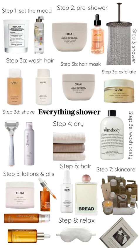 The routine that will leave you looking and smelling amazing! #everythingshower #ouai #shower #aesthetic #clean #itgirl #pintrest Shower Aesthetic, Healthy Hair Routine, Good Skincare, Luxurious Hair, Setting The Mood, Aesthetic Clean, The Routine, Shower Skin Care, Bath And Body Care