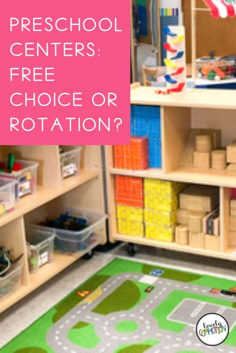 Setting up and managing center time takes making some decisions on how things will be run. Free choice play centers? A center rotation system? Which one is best? Take a look at the pros and cons of each to help you better make an informed decision. Dramatic Play Centers Preschool, Preschool Classroom Organization, Prek Centers, Classroom Management Preschool, Learning Centers Preschool, Early Childhood Education Resources, Space Preschool, Center Management, Center Rotations