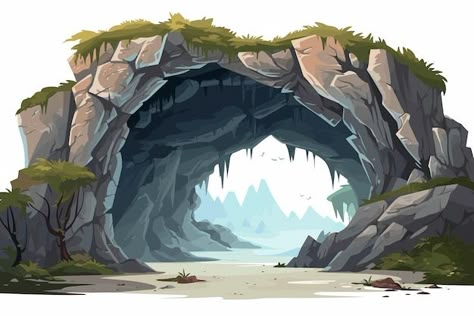 Ruins Illustration, Cave Illustration, Cave Drawing, History Of Coffee, Ideas Background, 1 Point Perspective, Dark River, Cave Drawings, Unity 3d