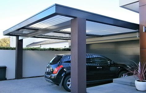 Modern Carport Ideas, Single Carport, Carport Modern, Garage Design Ideas, Modern Carport, Evergreen House, Carport Ideas, Car Shed, Carport Plans