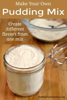 Small Family Recipes, Homemade Baking Powder Recipe, Frugalfitmom Recipes, Diy Pudding Powder, How To Make Pudding From Scratch, Homemade Funyuns Recipe, Homemade Vanilla Pudding Easy, Homemade Expectorant, Baking Mixes Homemade