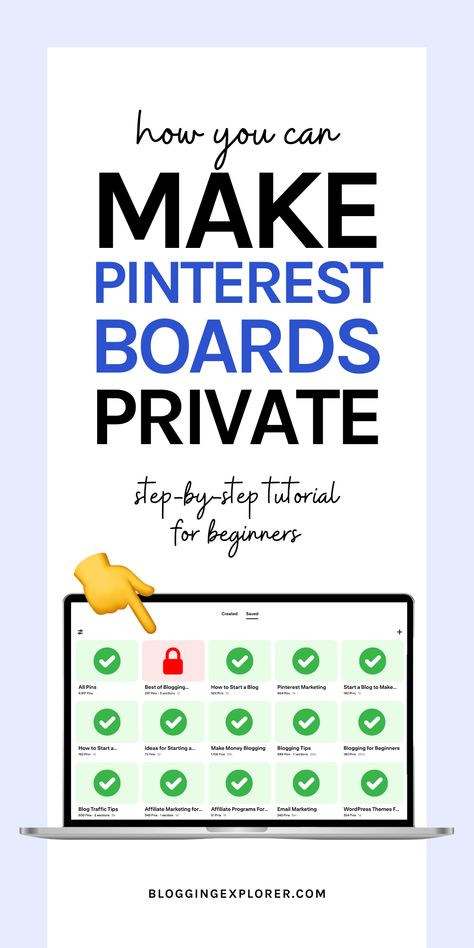 How do you make Pinterest boards private to hide them from others? If you follow a Pinterest marketing strategy to drive free traffic to your blog or website, you can use private Pinterest boards to save off-topic ideas without cluttering your Pinterest profile with a bunch of irrelevant and unrelated boards. In this guide I'll show you how to create secret Pinterest boards or make existing boards private. Save this pin for later! Secret Boards On Pinterest How To Use, Grow Email List, Topic Ideas, Learn Pinterest, Pinterest Analytics, Pinterest Help, Search History, Pinterest Keywords, Pinterest Profile