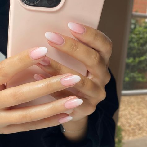 Dreamy ombré ☁️🤍✨ @the_gelbottle_inc BIAB 018 & Daisy @officialnavyprofessional for my tools #nails #nailsnailsnails #ombrenails #pinknails #whitenails #longnails #almondnails #manicure #nailart #nailinspo #nailideas #naildesign Light Pink Ombre French Tip Nails, Ombre Nails Biab, Biab Ombre Nails, Ombre Biab Nails, Almond French Ombre Nails, Ombre Acrylic Nails Almond, Ombré Nails Almond, Ombre Tip Nails, Colorful Ombre Nails