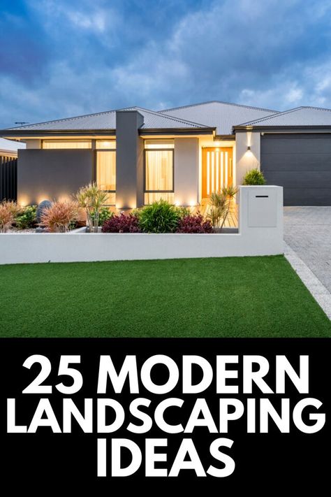 Front Yard Design Layout, Modern Landscaping Front Yard, Modern Landscape Design Front Yard, Modern Front Yard, Modern Backyard Landscaping, Front Yard Design, Farmhouse Landscaping, Modern Backyard, Inspire Me Home Decor