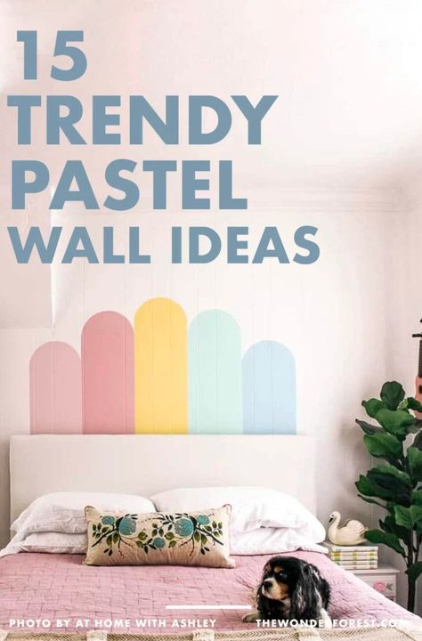 Pastel Wall Mural Ideas | Pastel Home Decor | Pastel Painting Ideas | Pastel Ideas | Pastel Home Design | Painted Walls | Wonder Forest Home Office Accent Wall Wallpaper, Feature Paint Wall Ideas, Pastel Kitchen Walls, Pastel Walls Living Room, Pastel Wall Design Ideas, Pastel Walls Bedroom Paint Colors, Paint Effects On Walls Bedroom, Teen Room Wall Paint, Pastel Accent Wall Bedroom