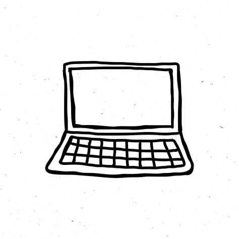 Laptop Sketch Drawings, Laptop Drawing Easy, Computer Illustration Design, Computer Doodle, Laptop Sketch, Laptop Doodle, Desktop Illustration, Laptop Clipart, Laptop Logo