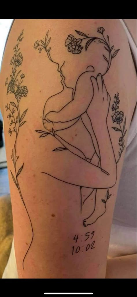 Simple Unique Tattoos, Motherhood Tattoos, Baby Tattoo Designs, Baby Tattoo, Mom Tattoo Designs, Mommy Tattoos, Mom Tattoo, Mother Tattoos, Tatuaje A Color