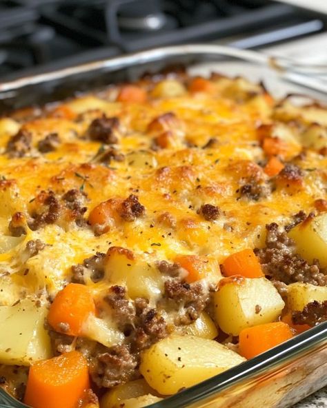 Casserole Kitchen Meals For 10 People Dinners, Amish Hamburger With Fall Veggies Bake, Family Dinner Ideas On A Budget, Make Ahead Meals For Family, Ground Beef Dinner Recipes For Family, The Best Casserole Recipes, Amish Hamburger Casserole, Meals With Potatoes Dinners, Casseroles For Christmas Dinner