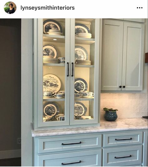 Kitchen China Display, Modern China Cabinet Display Living Room, Kitchen With China Cabinet Built In, Display Dishes In Glass Cabinet, Built In Dish Cabinet, China Cabinet Pantry Ideas, Curio Cabinet China Display, Kitchen Cabinet Hutch Built Ins, Display Cabinet In Kitchen